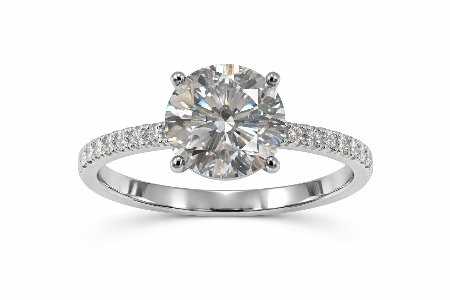 Engagement Ring 3.50 Carat TW Lab-grown RB Diamonds with Hidden Halo | 14kt White Gold