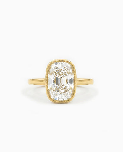 Engagement Ring 3.55 Carat TW Lab-grown Elongated Cushion Cut Diamond | 14kt Yellow Gold