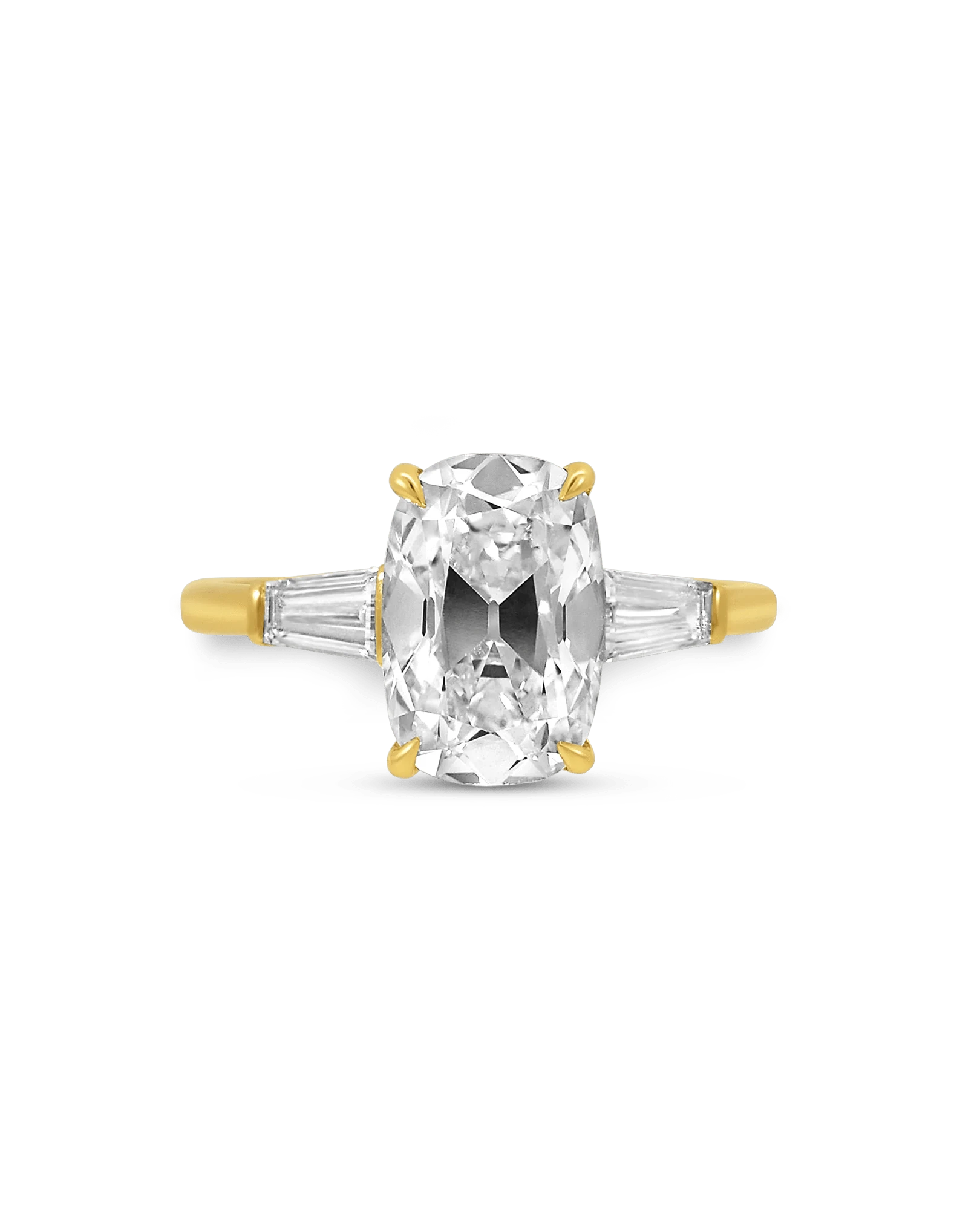 Engagement Ring 4.00 Carat TW Lab-grown Old Mine Cushion Cut Diamond | 14kt Yellow Gold