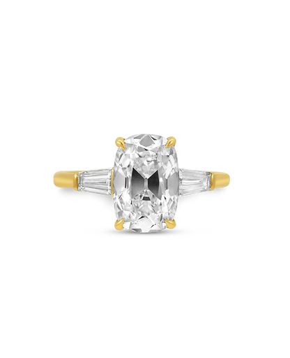 Engagement Ring 4.00 Carat TW Lab-grown Old Mine Cushion Cut Diamond | 14kt Yellow Gold