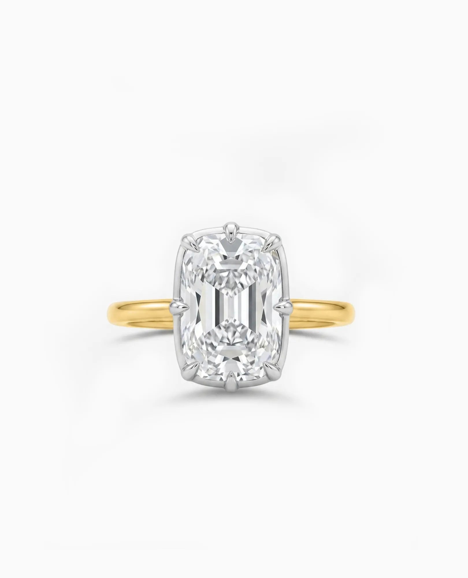 Engagement Ring 4.04 Carat TW Lab-grown Elongated Cushion Cut Diamond  | 14kt Yellow Gold
