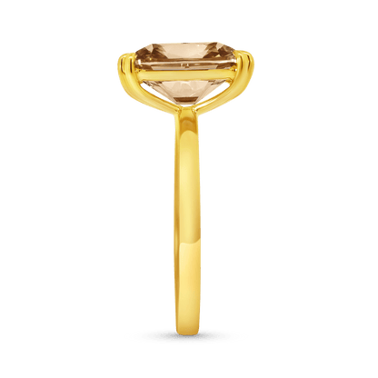 Engagement Ring 4.08 Carat TW Lab-grown Elongated Cushion Old Mine Cut Champagne Diamond |14kt Yellow Gold