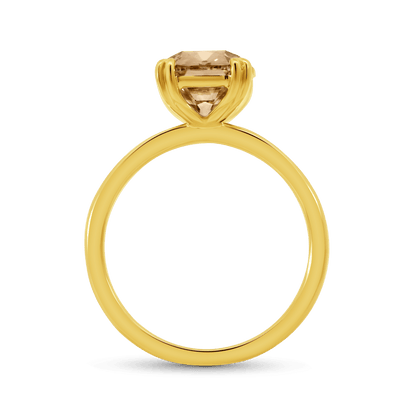 Engagement Ring 4.08 Carat TW Lab-grown Elongated Cushion Old Mine Cut Champagne Diamond |14kt Yellow Gold
