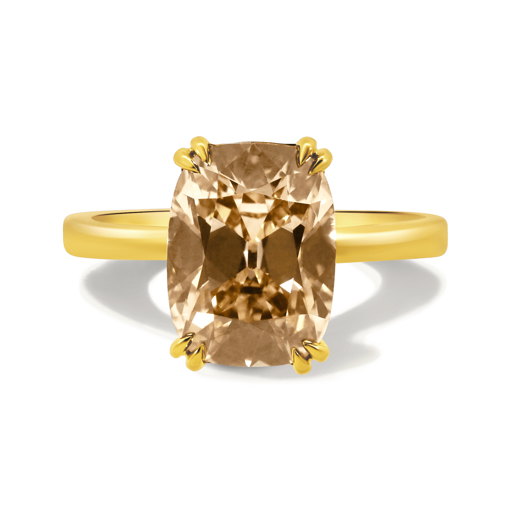 Engagement Ring 4.08 Carat TW Lab-grown Elongated Cushion Old Mine Cut Champagne Diamond |14kt Yellow Gold