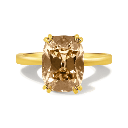 Engagement Ring 4.08 Carat TW Lab-grown Elongated Cushion Old Mine Cut Champagne Diamond |14kt Yellow Gold