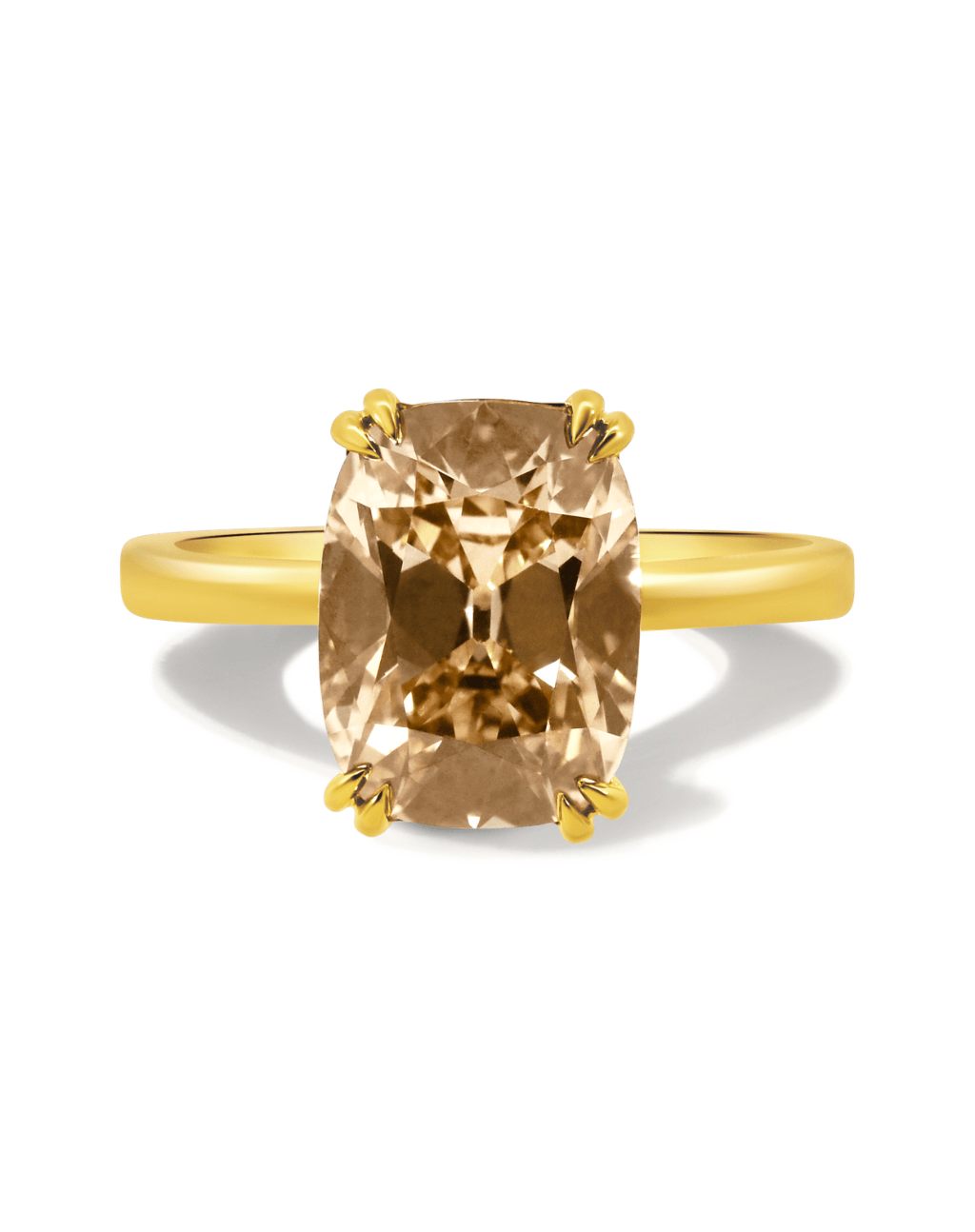 Engagement Ring 4.08 Carat TW Lab-grown Elongated Cushion Old Mine Cut Champagne Diamond |14kt Yellow Gold