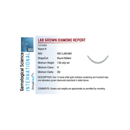 Graduated Tennis Necklace 7.00 Carat TW Lab-Grown Diamond | 14kt White Gold