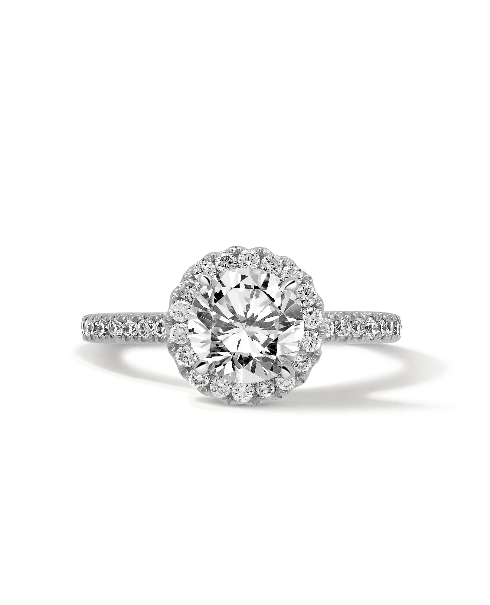 Halo Engagement Ring 1.75 Carat TW Lab-grown Round Brilliant Diamond | 14kt White Gold