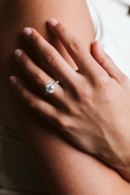 Halo Engagement Ring 1.75 Carat TW Lab-grown Round Brilliant Diamond | 14kt White Gold