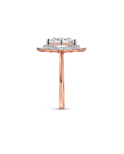 Halo Engagement Ring 1.87 Carat TW Lab-grown Princess Diamond | 14kt Rose Gold
