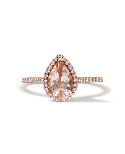 Halo Morganite Ring & .21 Carat TW Diamond | 14kt Rose Gold
