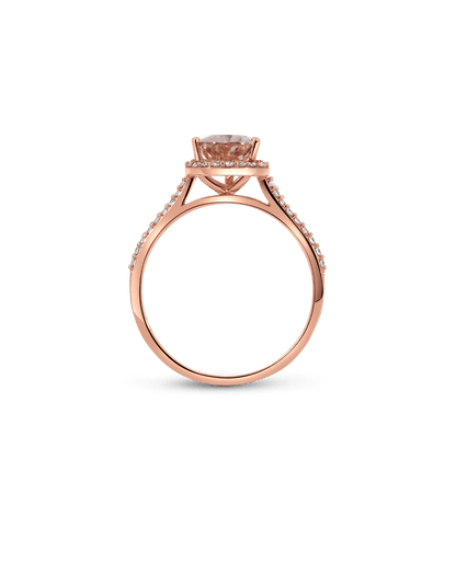 Halo Morganite Ring & .21 Carat TW Diamond | 14kt Rose Gold