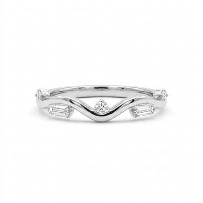 Matching Diamond Band .12 Carat TW Lab-grown RB and Tapered Baguette Diamonds | 14kt White Gold