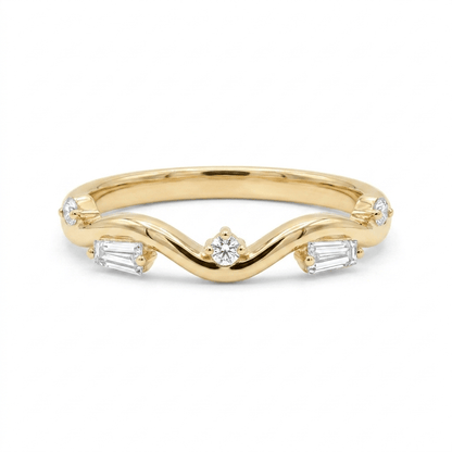 Matching Diamond Band .12 Carat TW Lab-grown RB and Tapered Baguette Diamonds | 14kt Yellow Gold