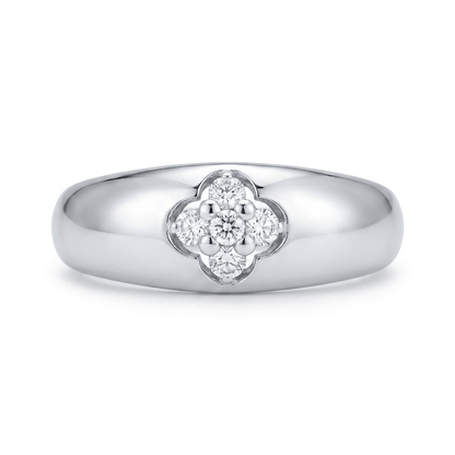 Mini Flower Dome Ring .10 Carat TW | 10kt White Gold