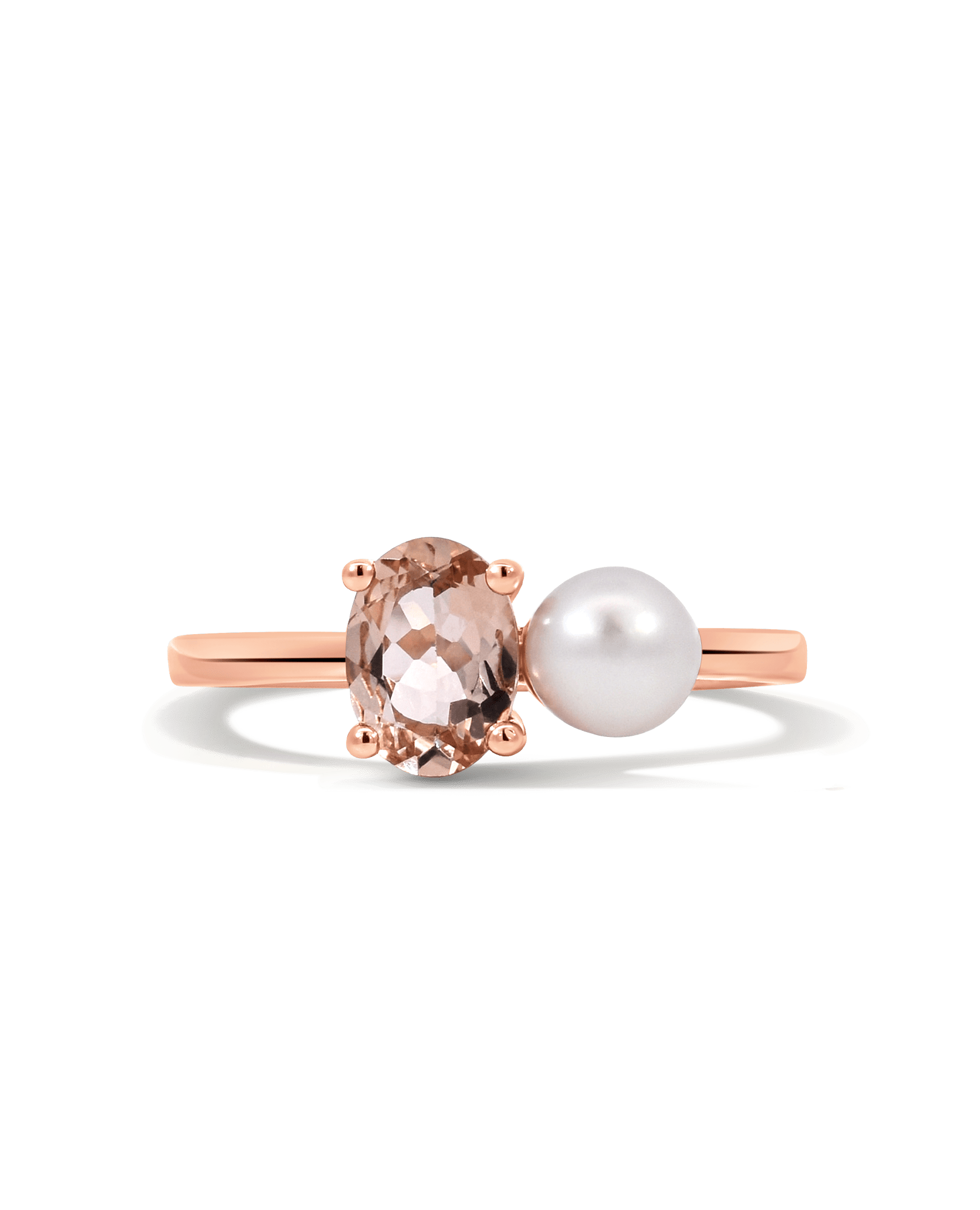 Morganite Ring & White Freshwater Pearl | 14kt Rose Gold