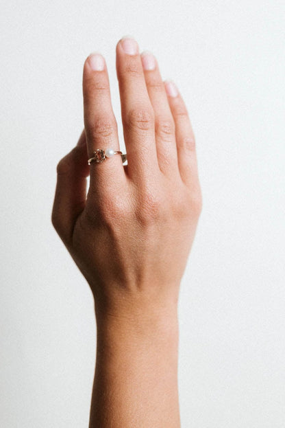 Morganite Ring & White Freshwater Pearl | 14kt Rose Gold