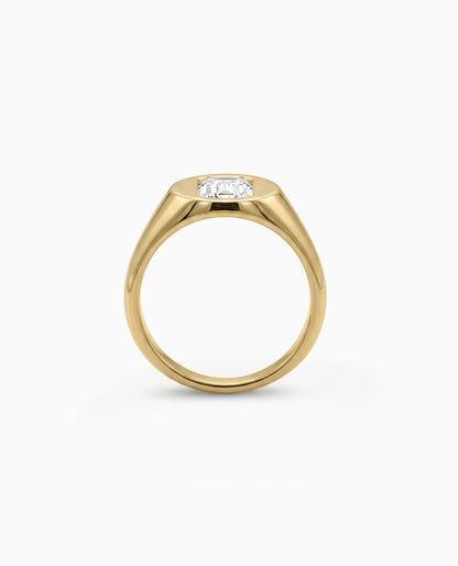Pinky Ring 1.3 Carat TW Emerald Cut Lab-grown Diamond | 14kt Yellow Gold