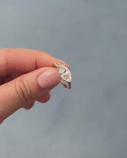 East-West Engagement Ring 2.00 Carat TW Lab-grown Marquise Diamond | 14kt Yellow Gold