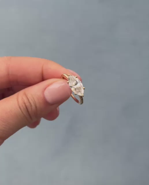 East-West Engagement Ring 2.00 Carat TW Lab-grown Marquise Diamond | 14kt Yellow Gold