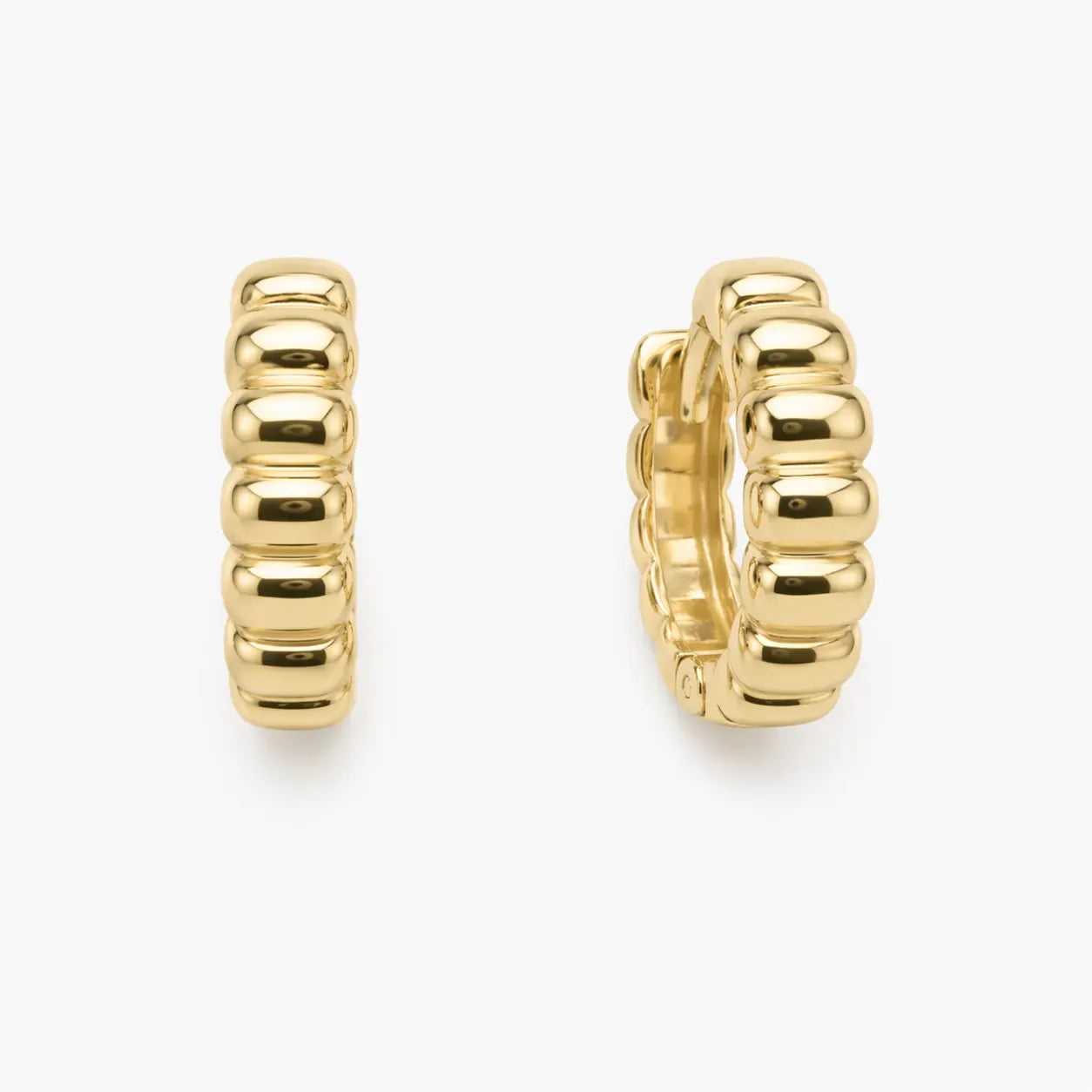 Ribbed Hoop Earrings | 10kt Yellow Gold