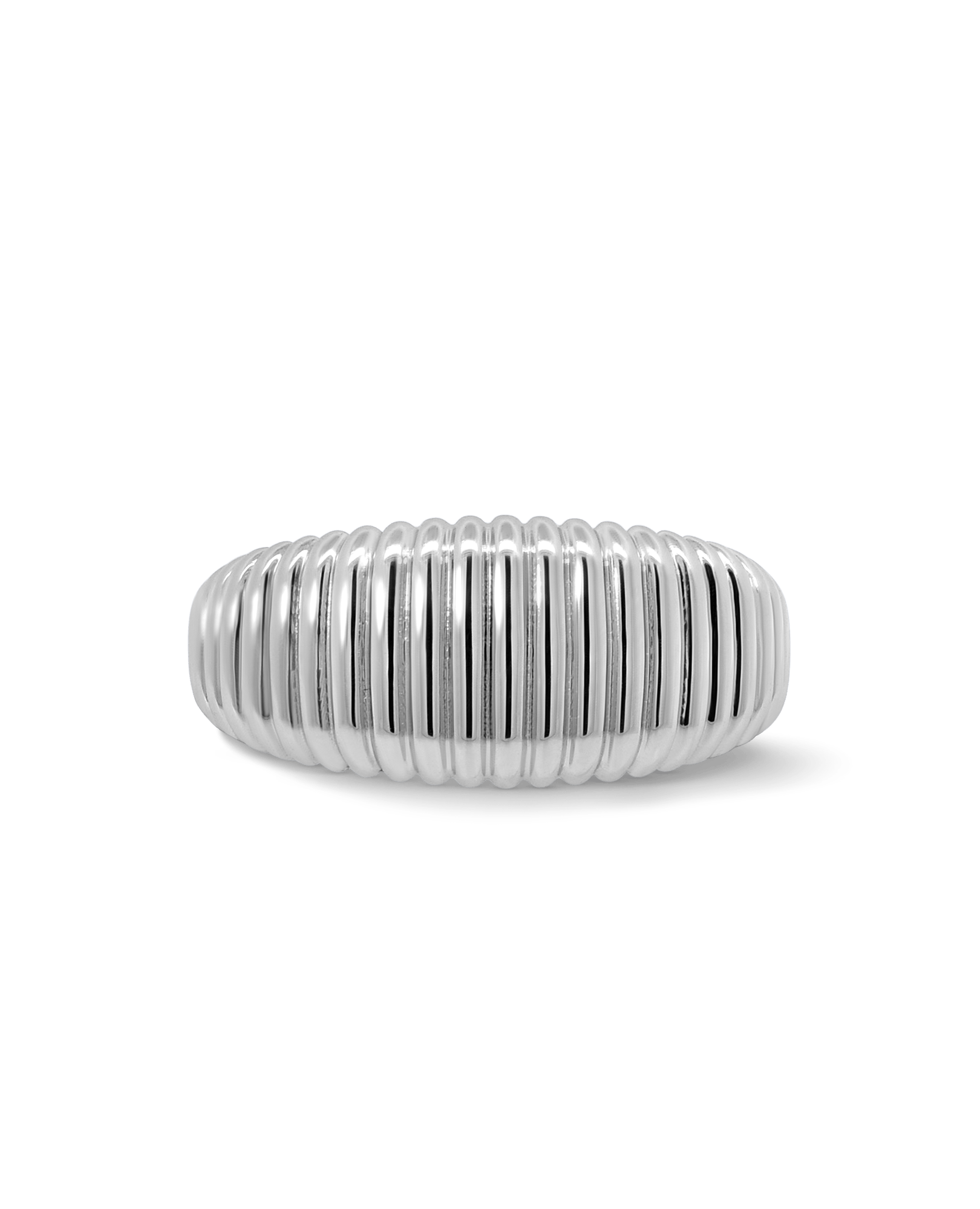 Ridged Dome Ring | 10kt White Gold