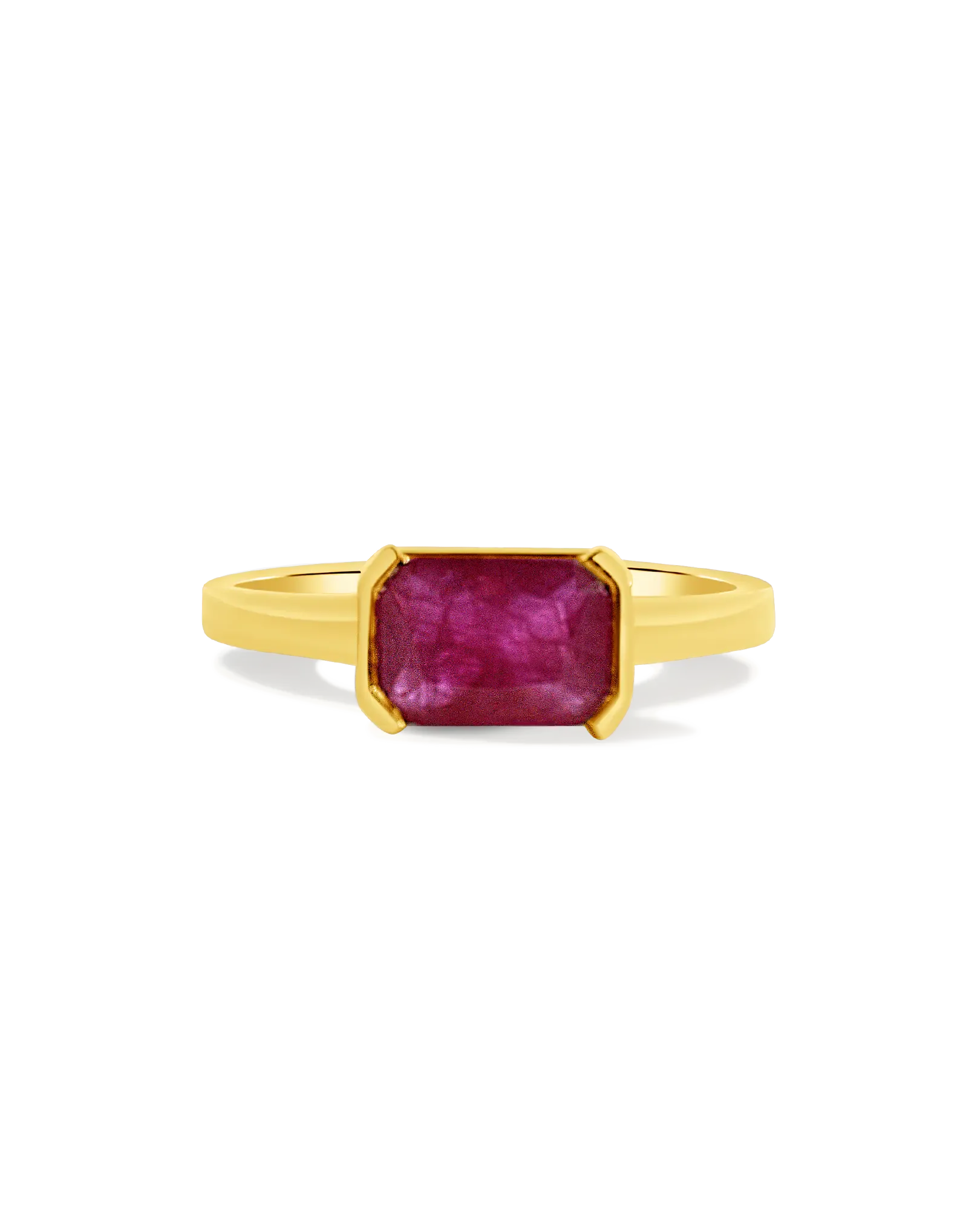 Ruby Half Bezel Ring | 14kt Yellow Gold