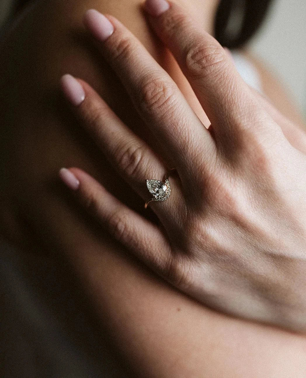 Semi-Halo Engagement Ring 2.30 Carat TW Lab-grown Pear Shaped Diamond | 14kt Yellow Gold
