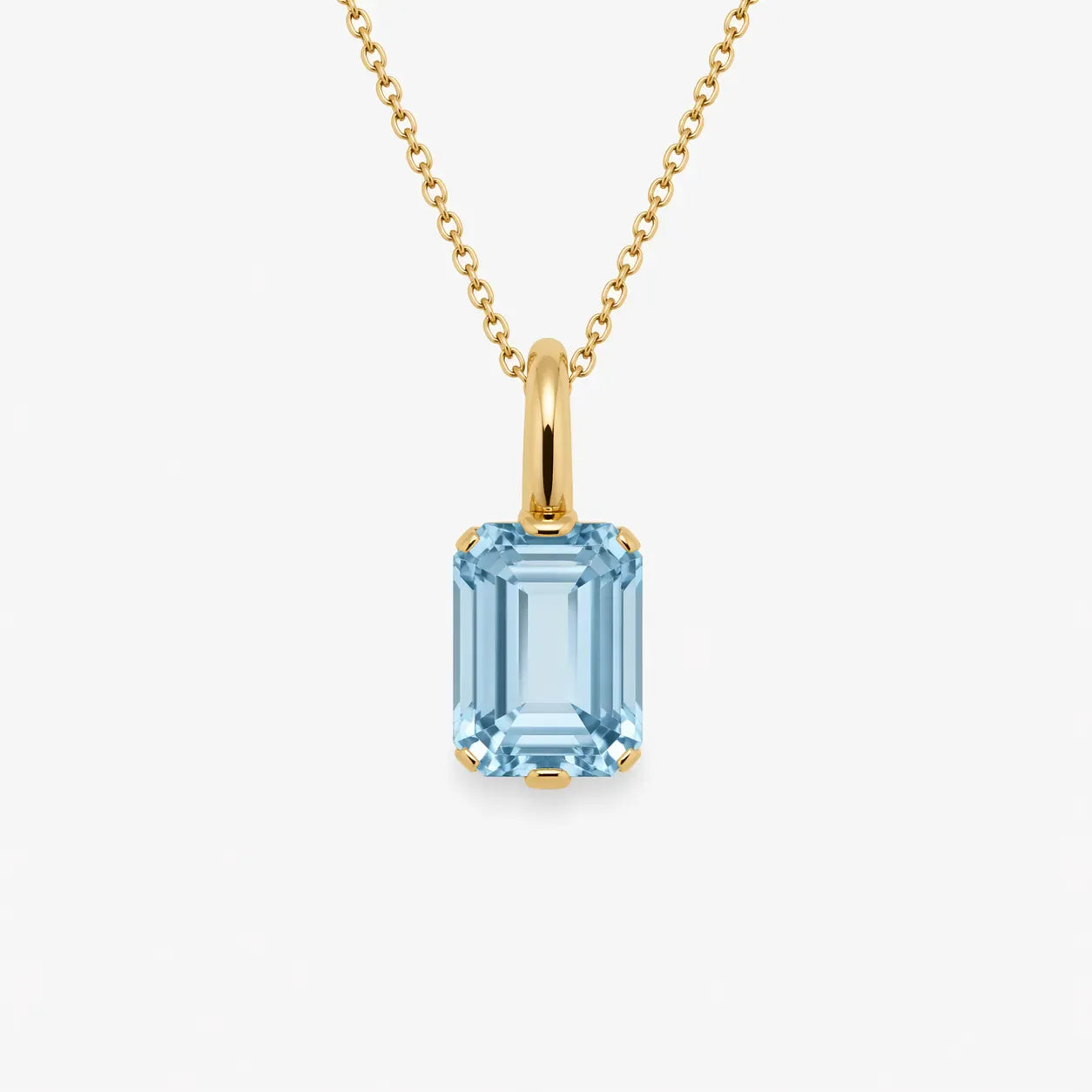 Sky Blue Topaz Pendant with Chain | 10kt Yellow Gold