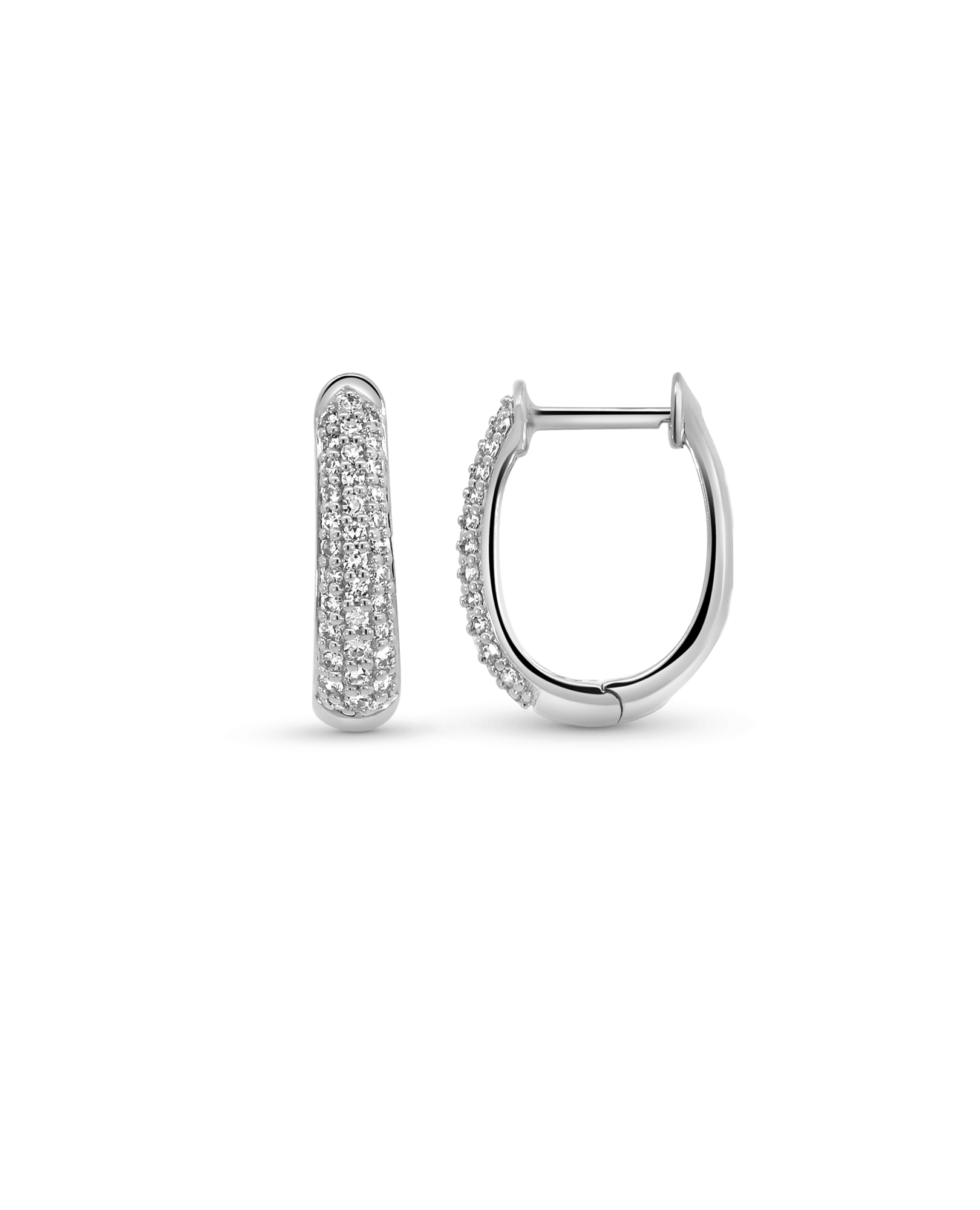 Slim Pave Huggie Earrings .33 Carat TW Diamonds | 14kt White Gold