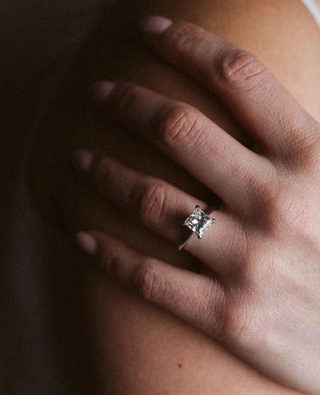 Solitaire Engagement Ring 2.20 Carat TW Lab-grown Princess Diamond | 14kt White Gold