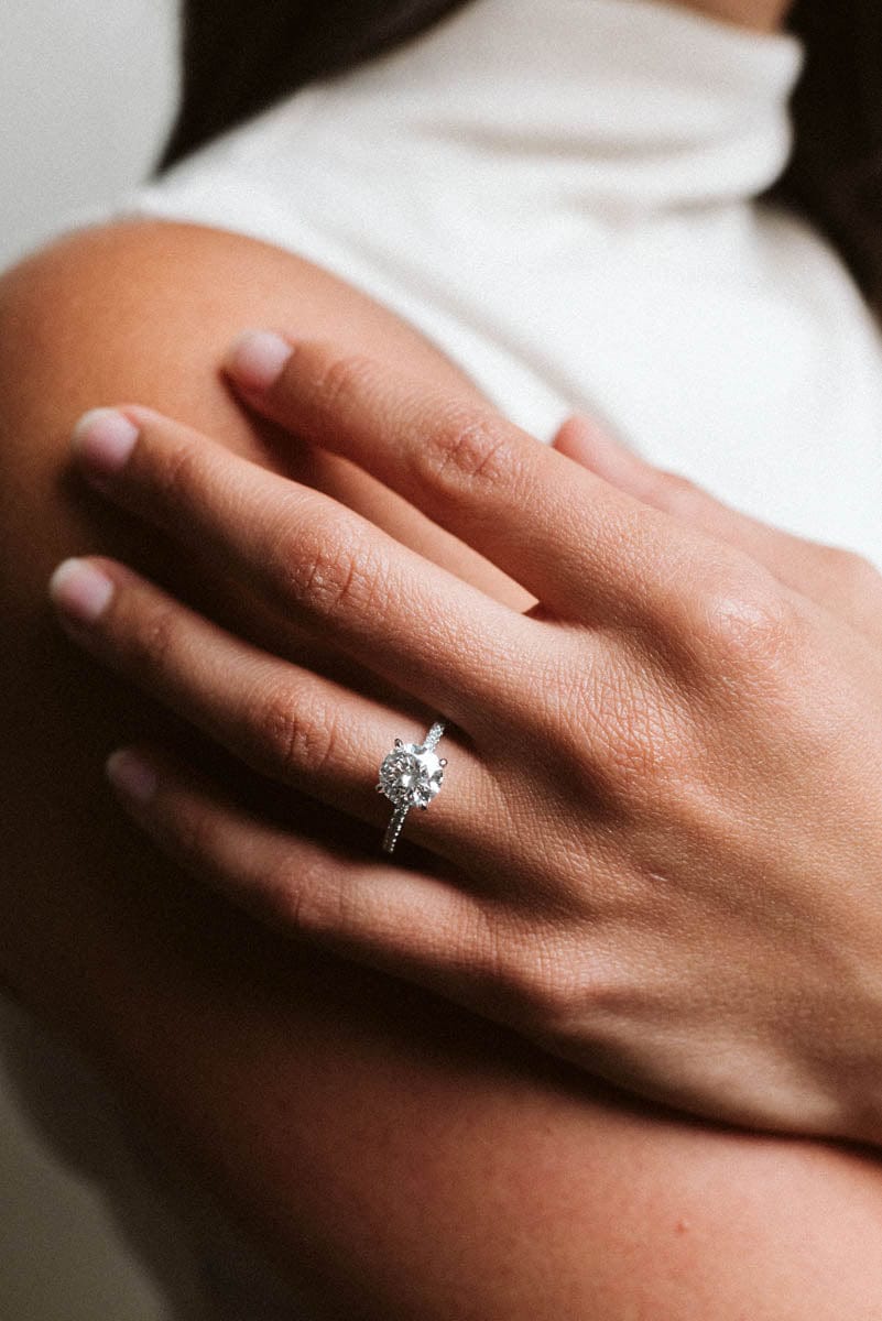 Solitaire Engagement Ring 2.45 Carat TW Lab-grown Round Brilliant Diamond | 14kt White Gold