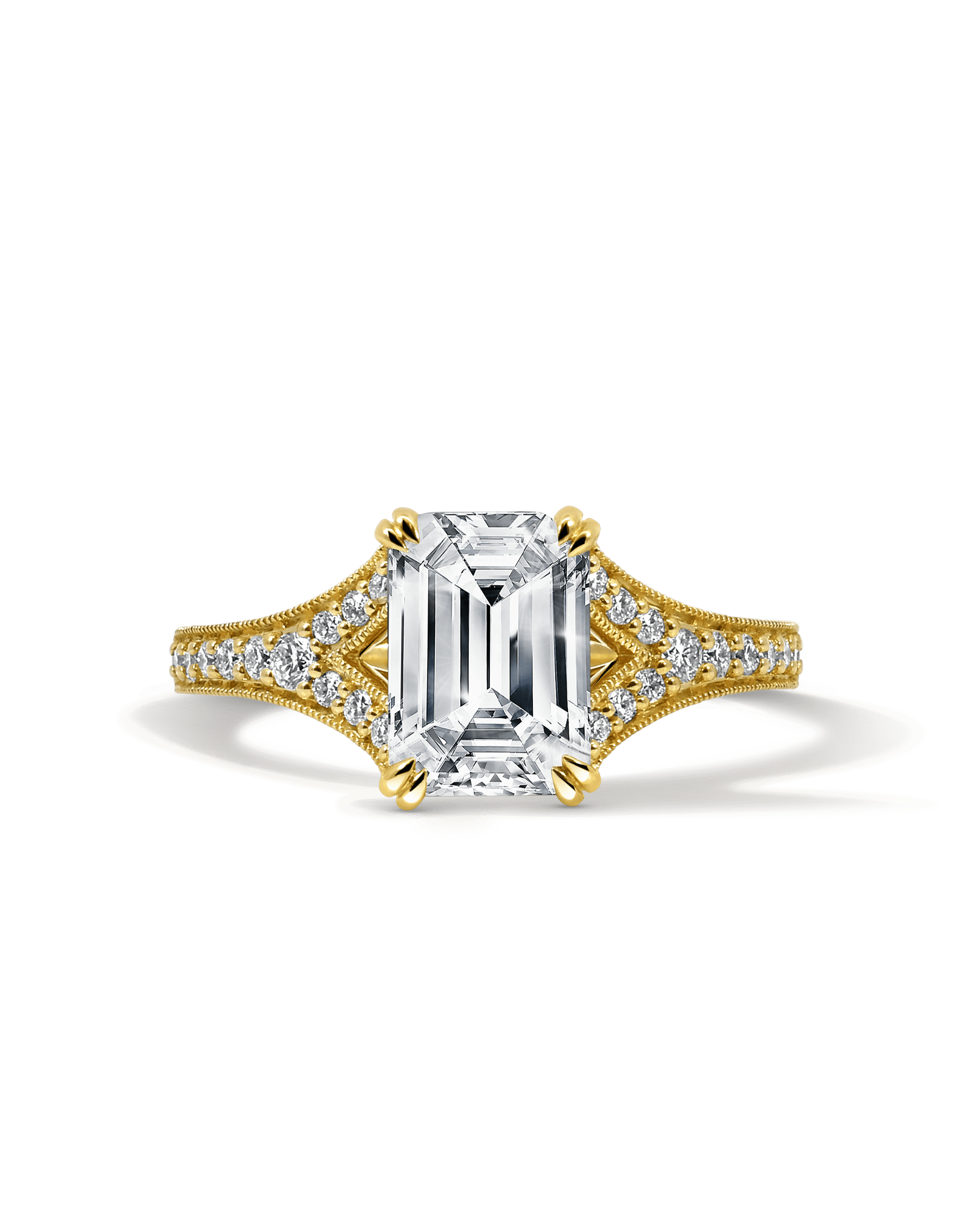 Solitaire Engagement Ring 2.75 Carat TW Lab-grown Emerald Cut Diamond | 14kt Yellow Gold