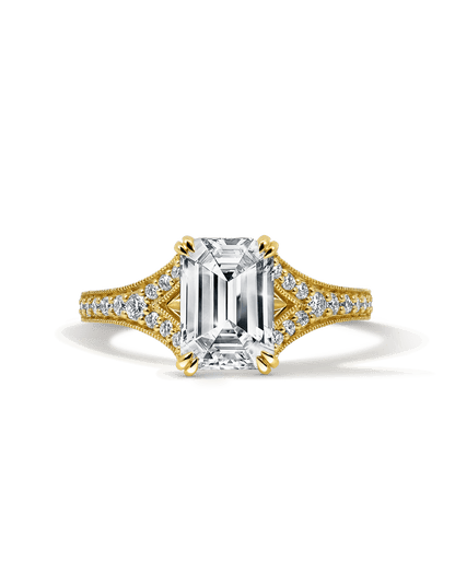 Solitaire Engagement Ring 2.75 Carat TW Lab-grown Emerald Cut Diamond | 14kt Yellow Gold