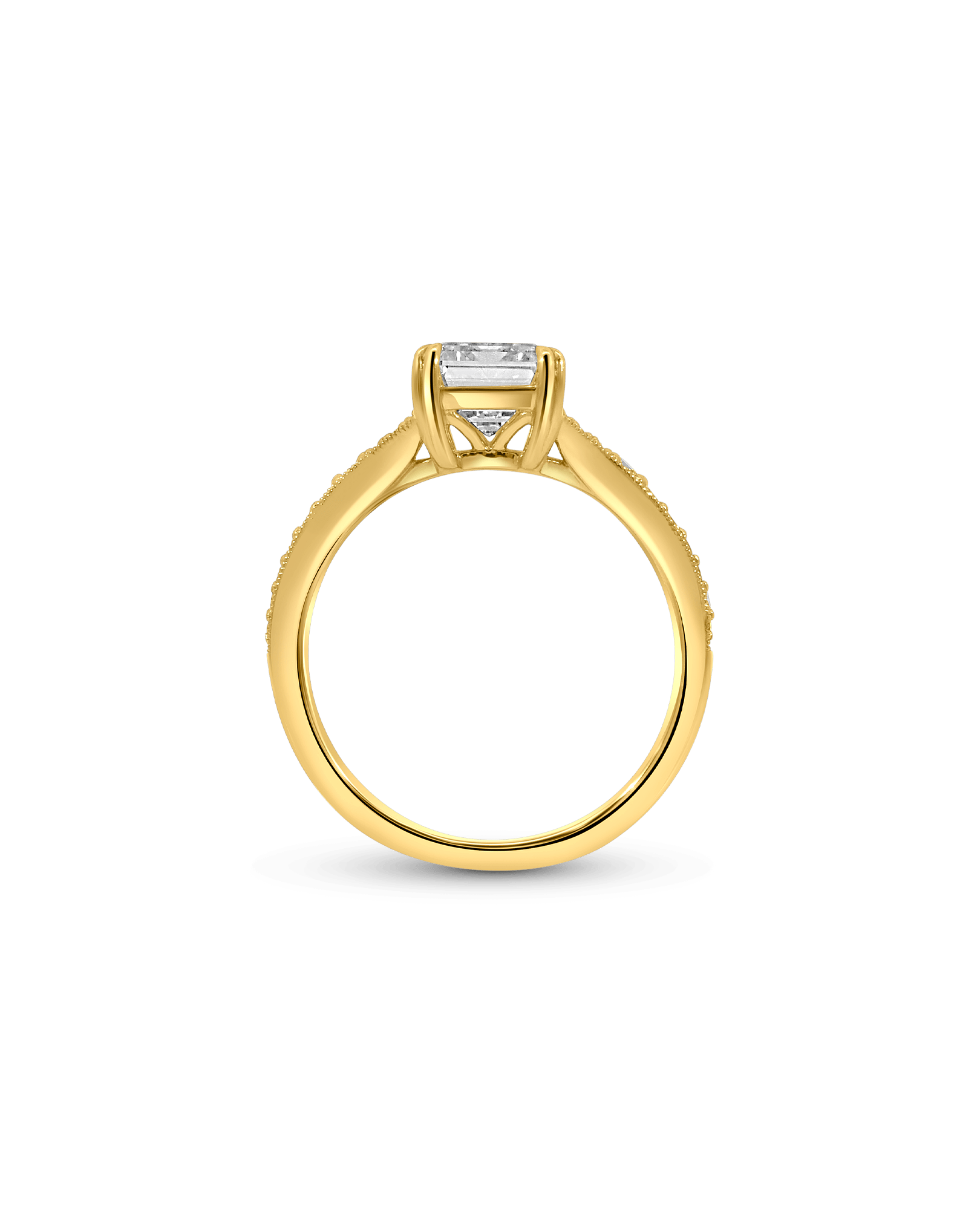 Solitaire Engagement Ring 2.75 Carat TW Lab-grown Emerald Cut Diamond | 14kt Yellow Gold