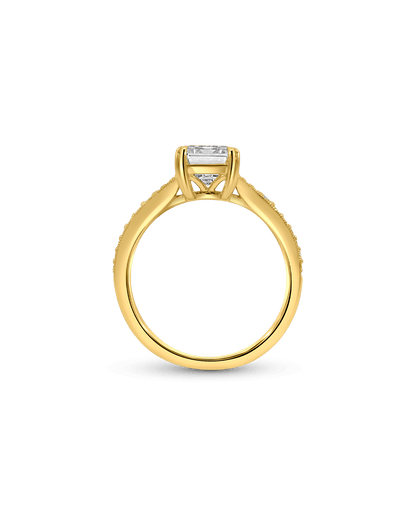 Solitaire Engagement Ring 2.75 Carat TW Lab-grown Emerald Cut Diamond | 14kt Yellow Gold