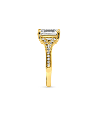 Solitaire Engagement Ring 2.75 Carat TW Lab-grown Emerald Cut Diamond | 14kt Yellow Gold