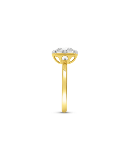 Solitaire Engagement Ring 3.00 Carat Lab-grown Old Mine Cushion Cut Diamond | 14kt Yellow & White Gold