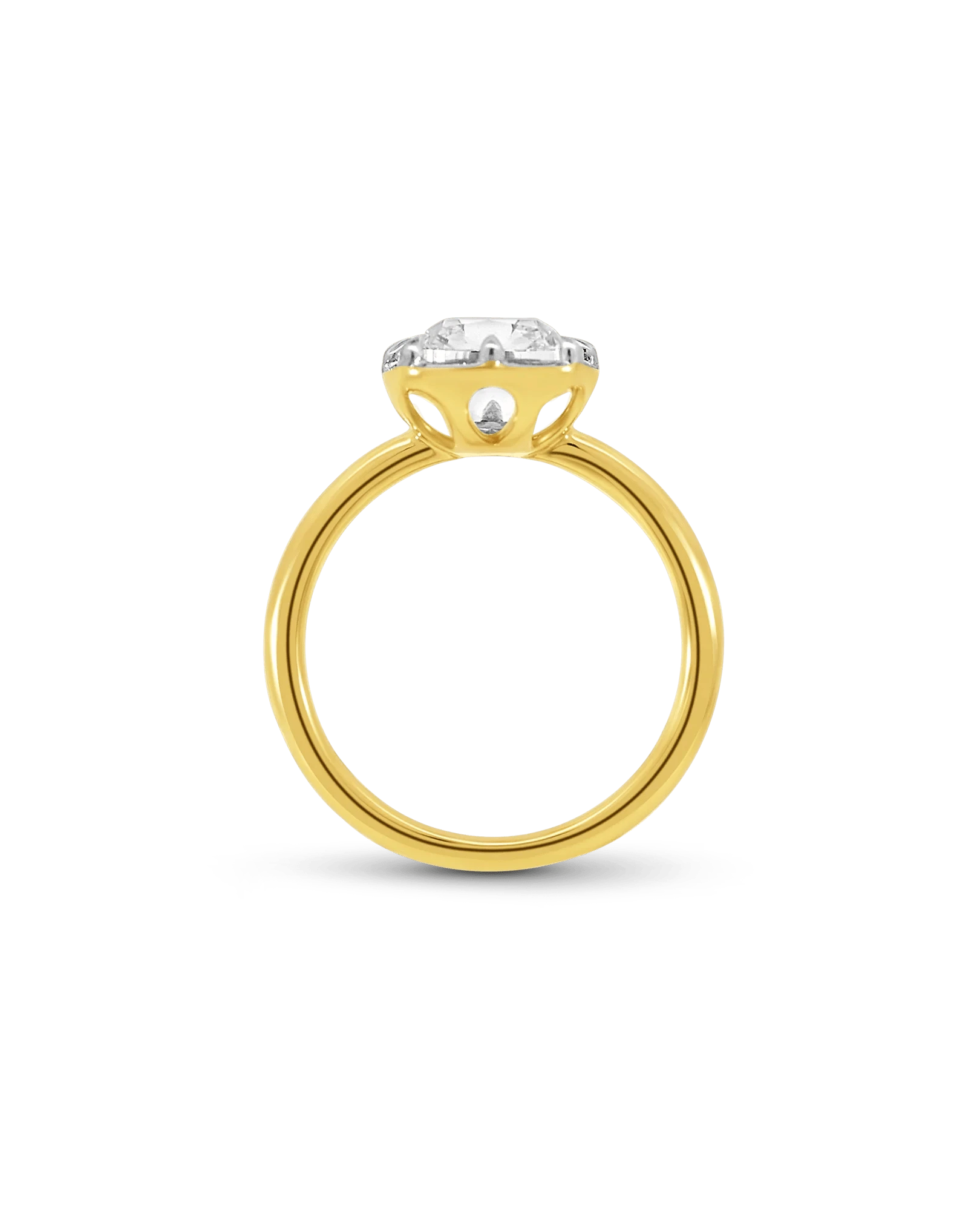 Solitaire Engagement Ring 3.00 Carat Lab-grown Old Mine Cushion Cut Diamond | 14kt Yellow & White Gold