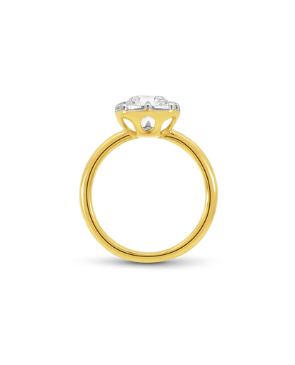 Solitaire Engagement Ring 3.00 Carat Lab-grown Old Mine Cushion Cut Diamond | 14kt Yellow & White Gold
