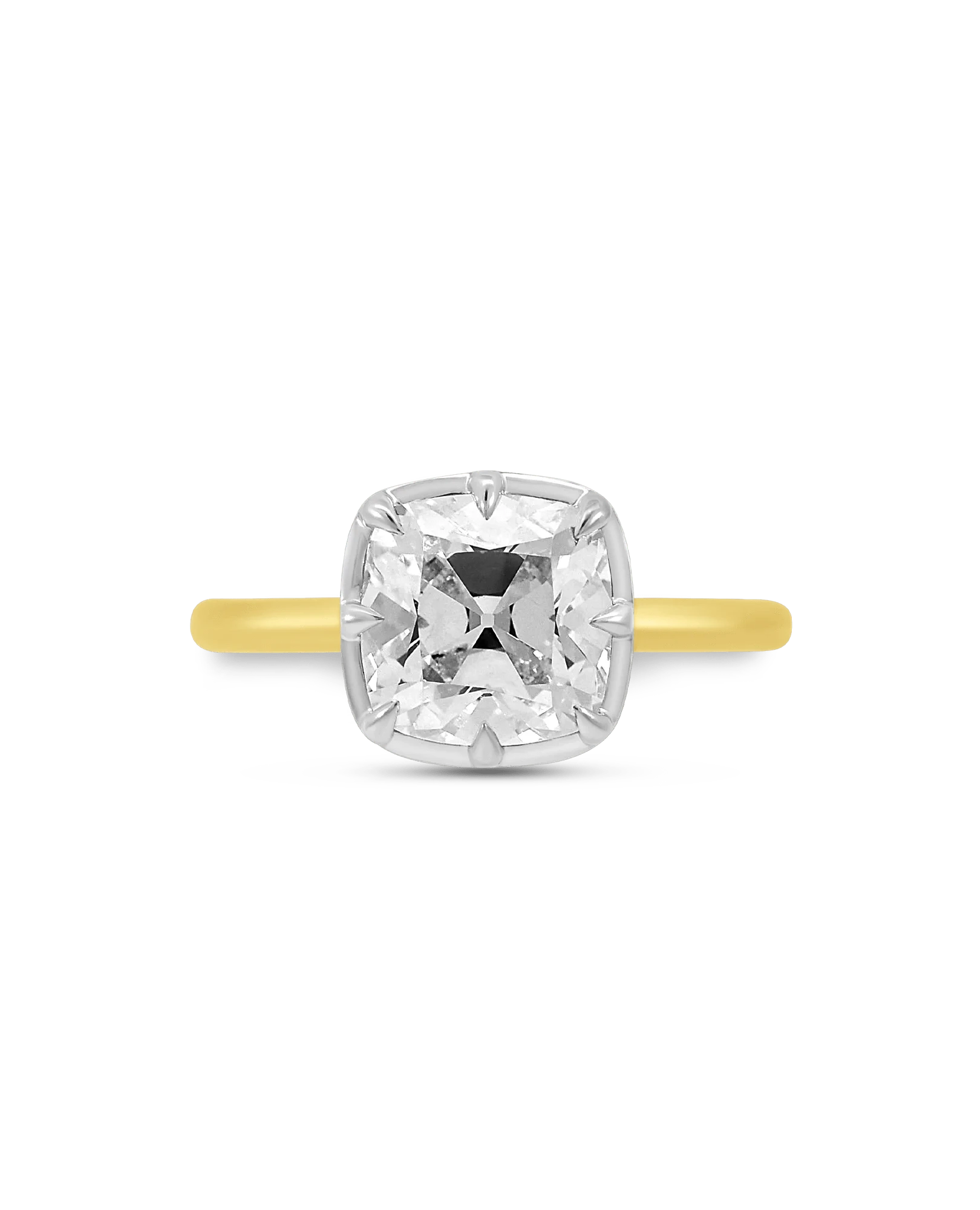 Solitaire Engagement Ring 3.00 Carat Lab-grown Old Mine Cushion Cut Diamond | 14kt Yellow & White Gold