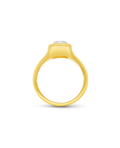 Solitaire Engagement Ring 3.00 Carat Lab-grown Old Mine Elongated Cushion Cut Diamond | 14kt Yellow Gold