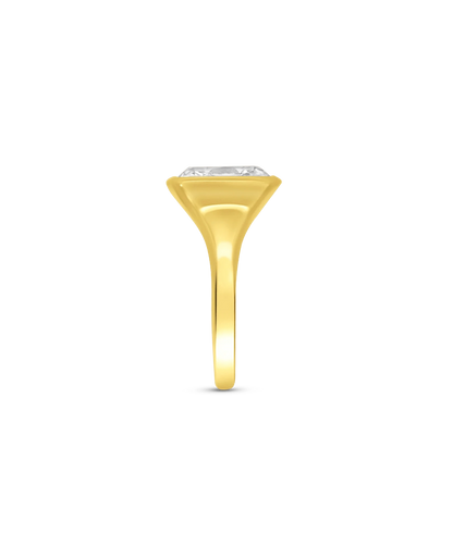 Solitaire Engagement Ring 3.00 Carat Lab-grown Old Mine Elongated Cushion Cut Diamond | 14kt Yellow Gold