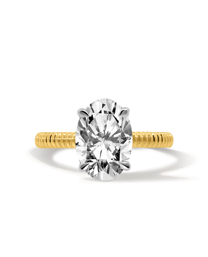 Solitaire Engagement Ring 3.00 Carat Lab-grown Oval Diamond | 14kt Yellow Gold
