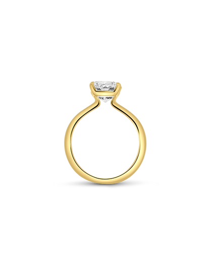 Solitaire Engagement Ring 3.02 Carat Lab-grown Cushion Diamond | 14kt Yellow Gold