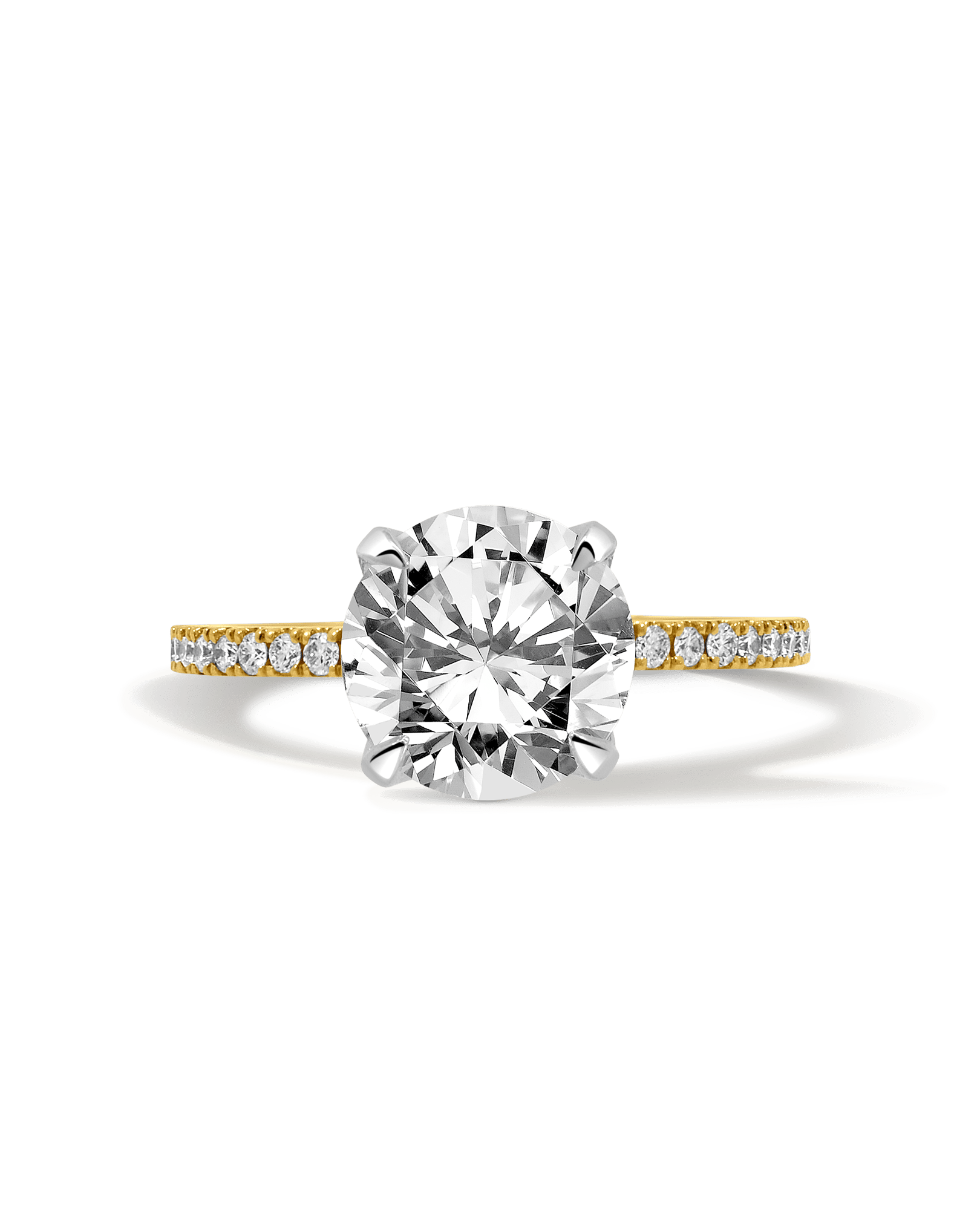 Solitaire Engagement Ring 3.20 Carat TW Lab-grown Round Brilliant Diamond | 14kt Yellow Gold
