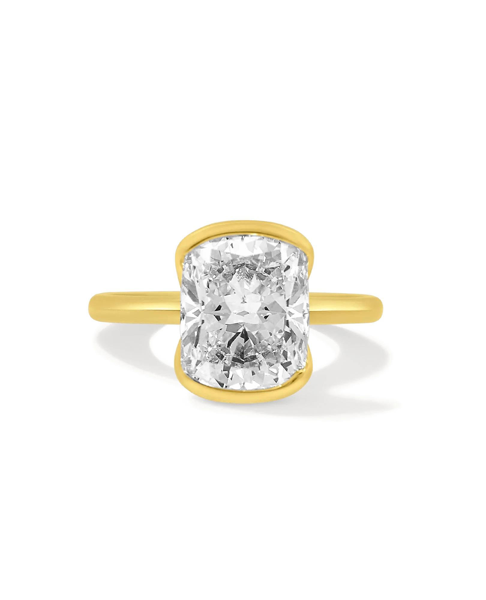 Solitaire Engagement Ring 4.00 Carat Lab-grown Elongated Cushion Diamond | 14KT Yellow Gold