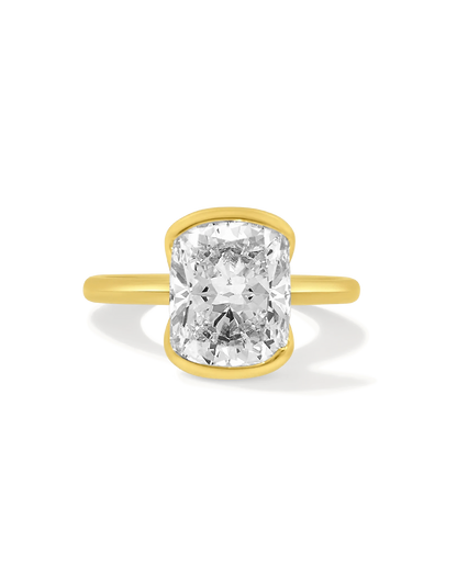 Solitaire Engagement Ring 4.00 Carat Lab-grown Elongated Cushion Diamond | 14KT Yellow Gold