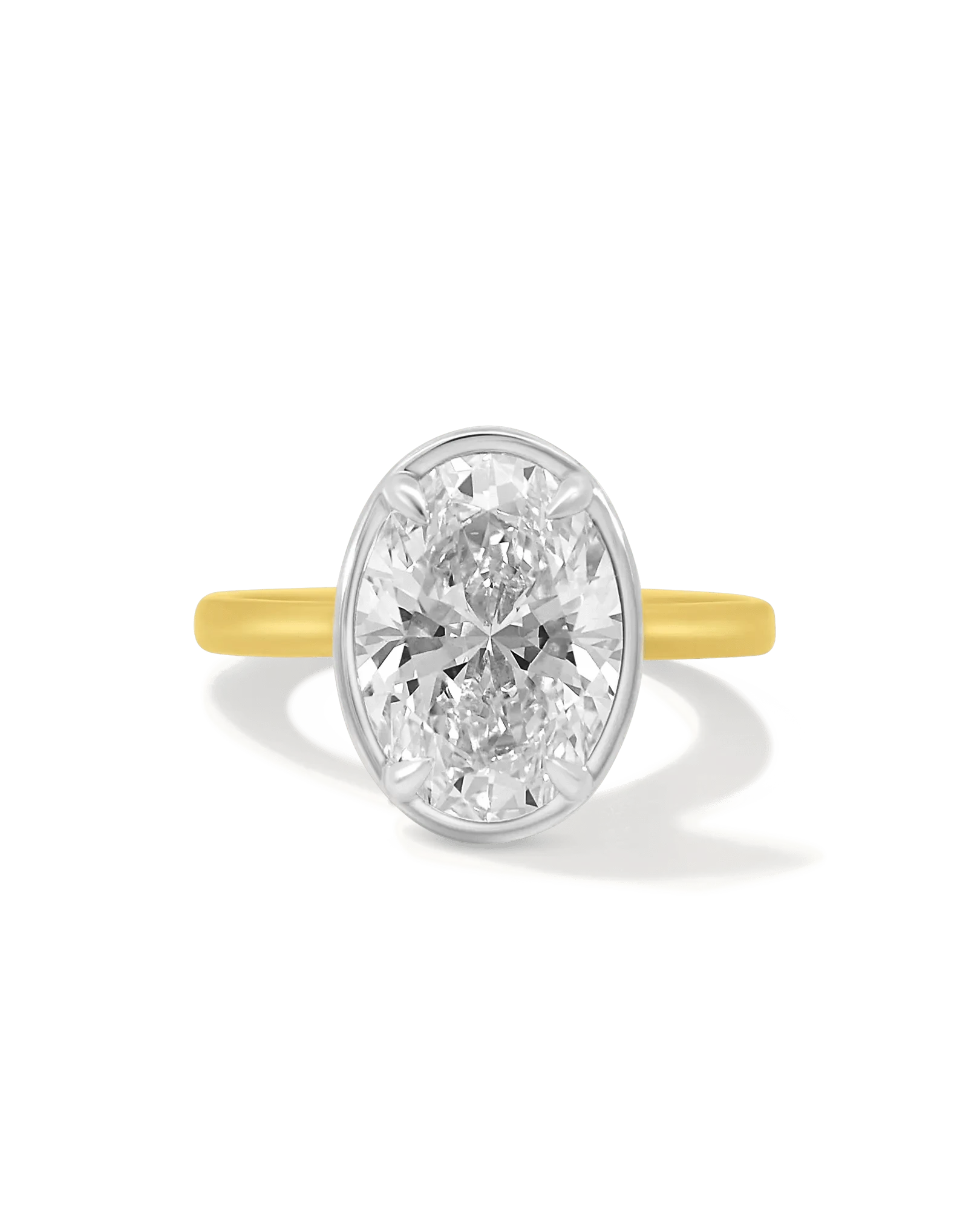 Solitaire Engagement Ring 4.00 Carat Lab-grown Oval Diamond | 14kt Yellow & White Gold
