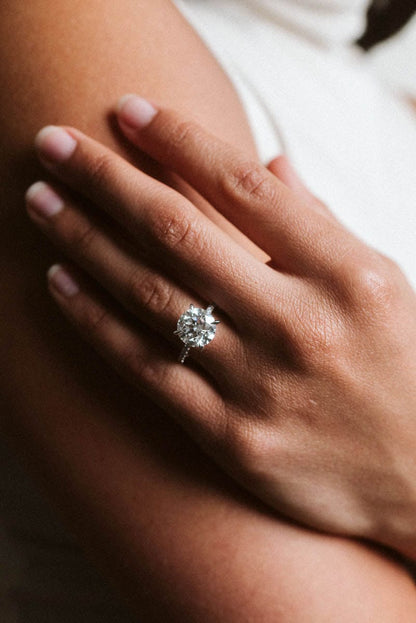 Solitaire Engagement Ring 4.46 Carat TW Lab-grown Round Brilliant Diamond | 14kt White Gold